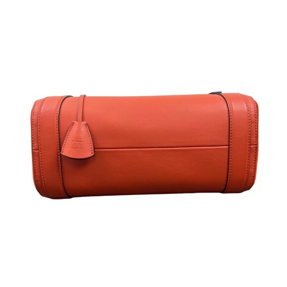 Escada Tropical Orange Leather Suede Adjustable Strap W Padlock Women Tote Sz M - Picture 9 of 16